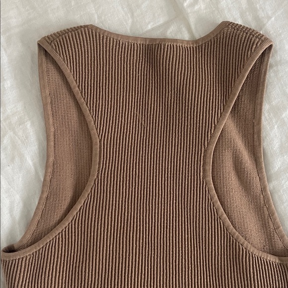 Women's Tan Ribbed Sleeveless Top - Picture 4 of 4